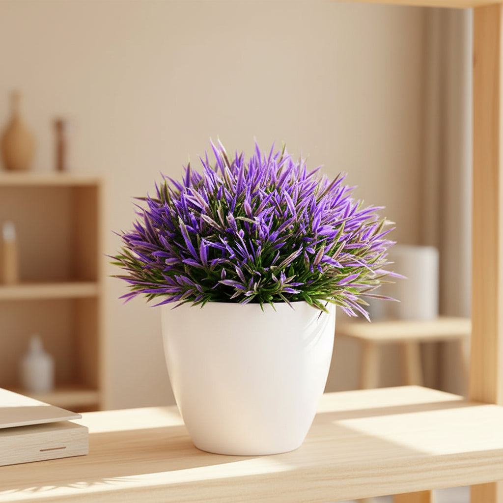 Petite plante artificielle en pot.