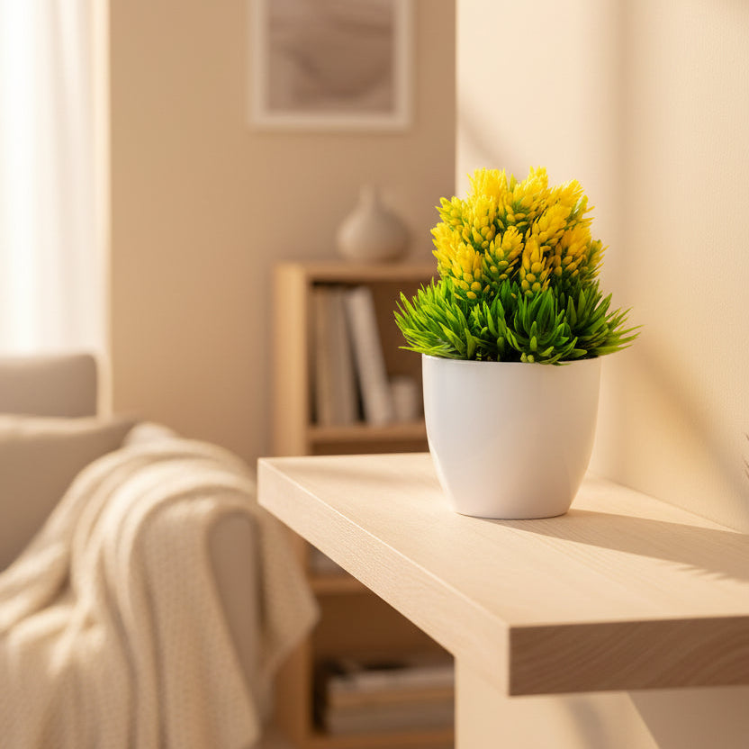 Petite plante artificielle en pot.