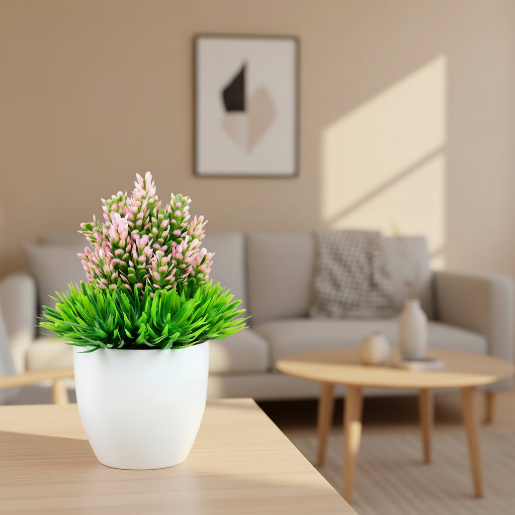 Petite plante artificielle en pot.